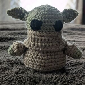 Handmade Crochet Green and Tan Plush Toy
